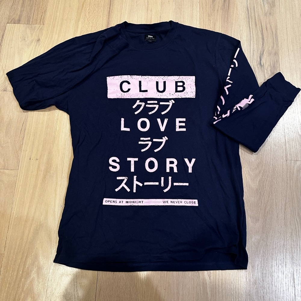 Edwin Navy Blue and Pink Tee